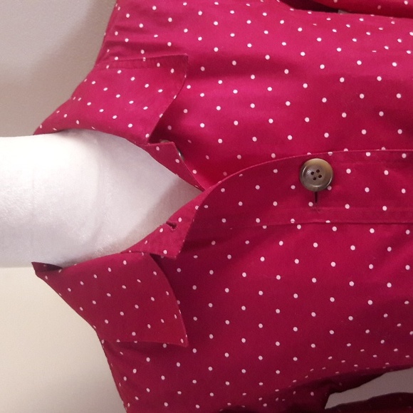 Lands End button front pink polka dot rain jacket/Trench SizeXS - Picture 3 of 14